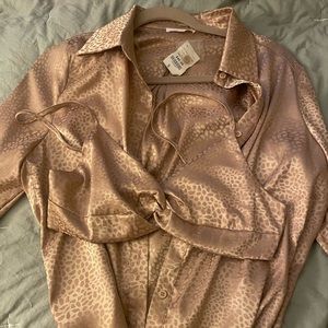 two piece top button up and bralette